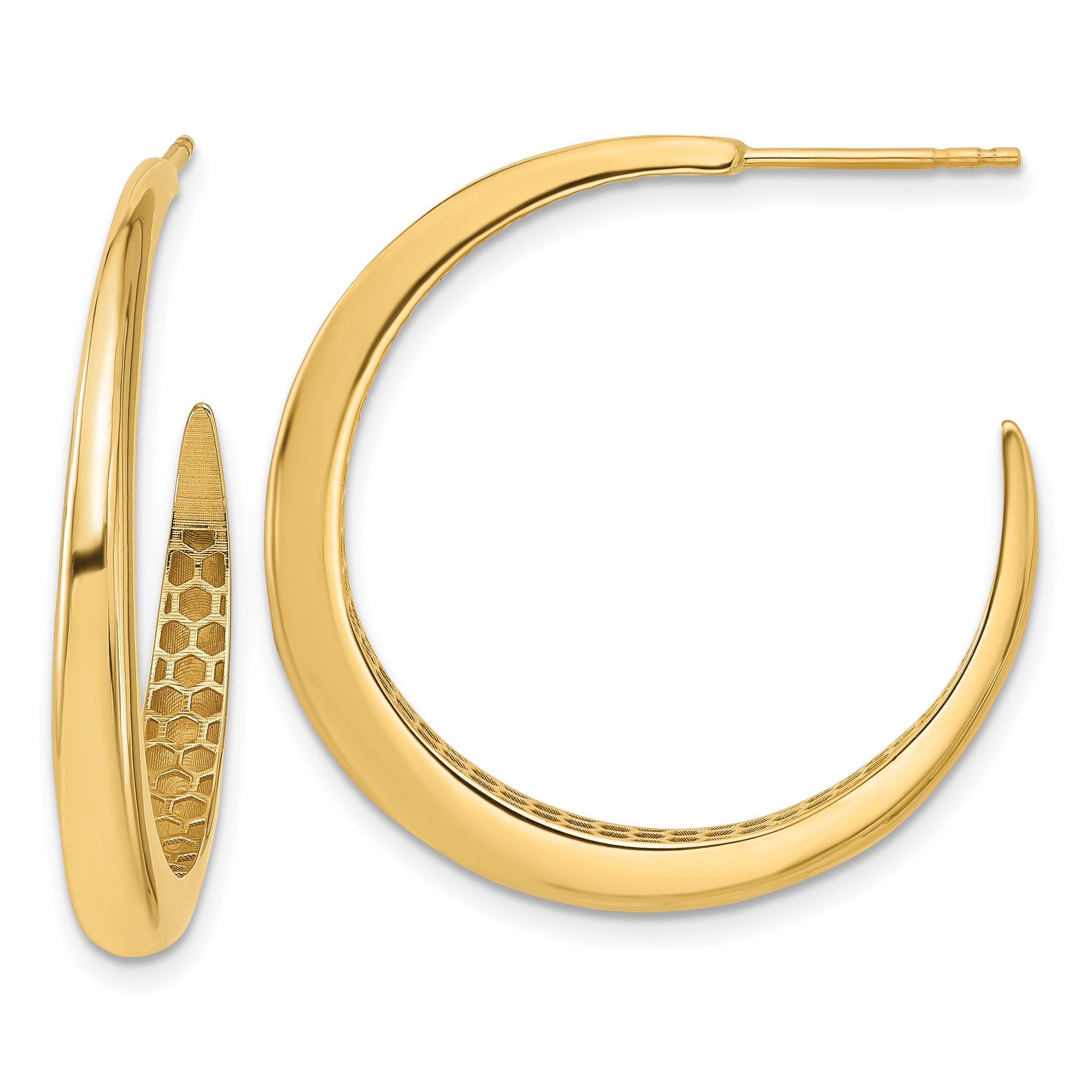 14K Polished J-Hoop Post Earrings Main image