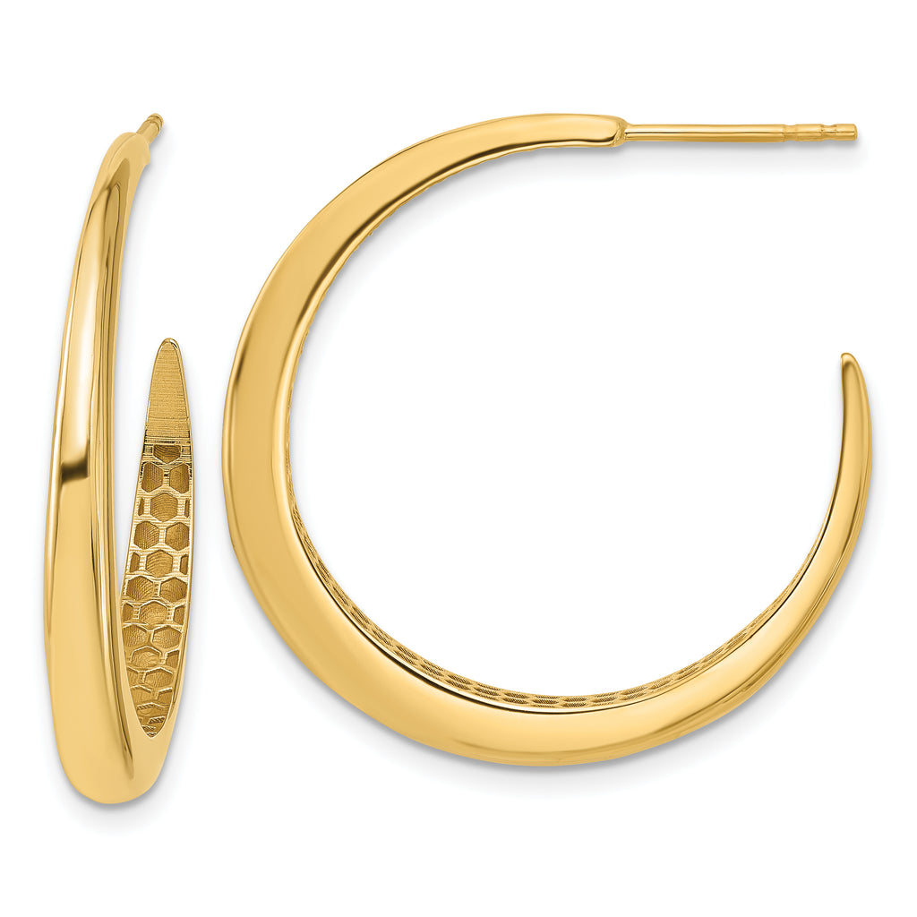 14K Polished J-Hoop Post Earrings
