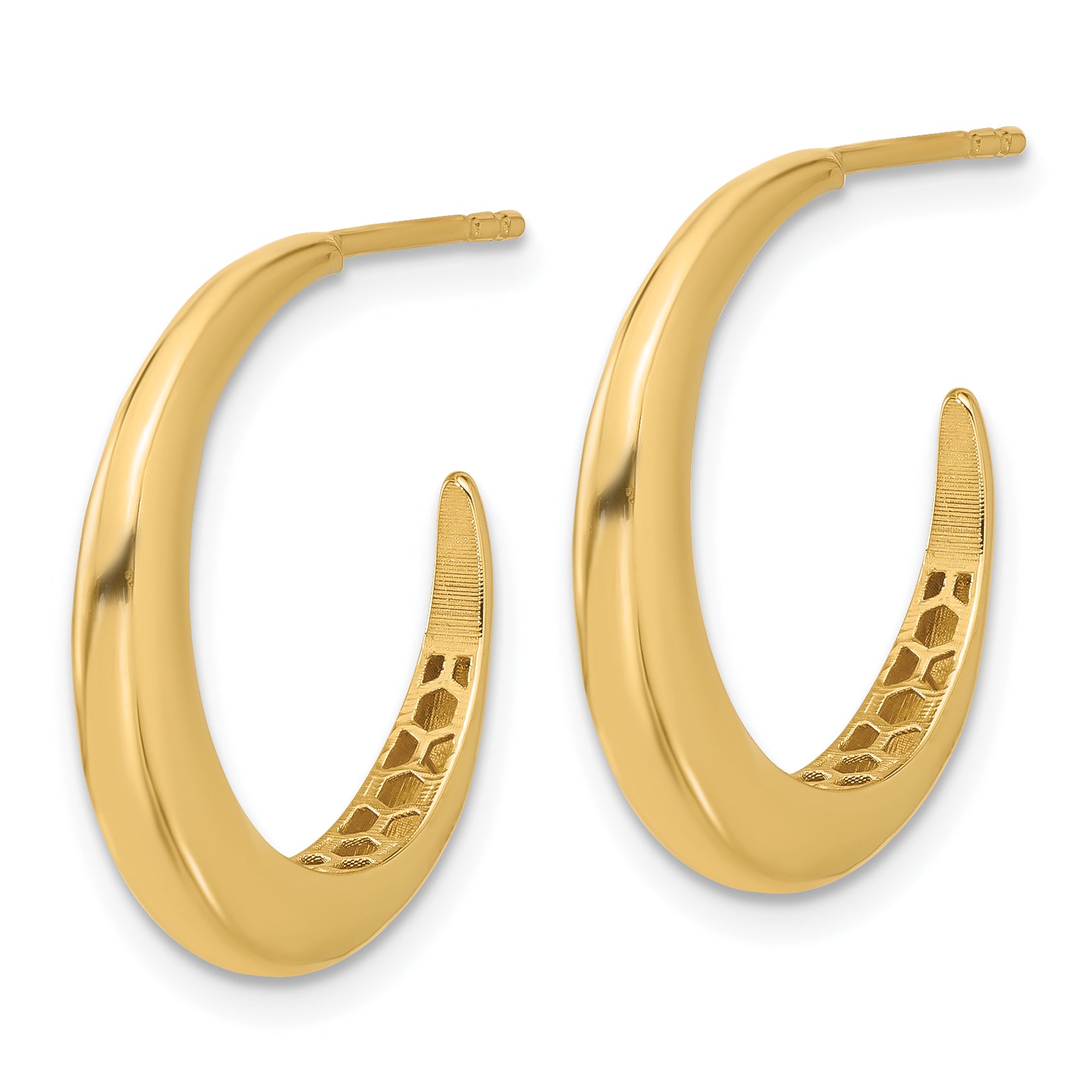 14K Polished J-Hoop Post Earrings Secondary image