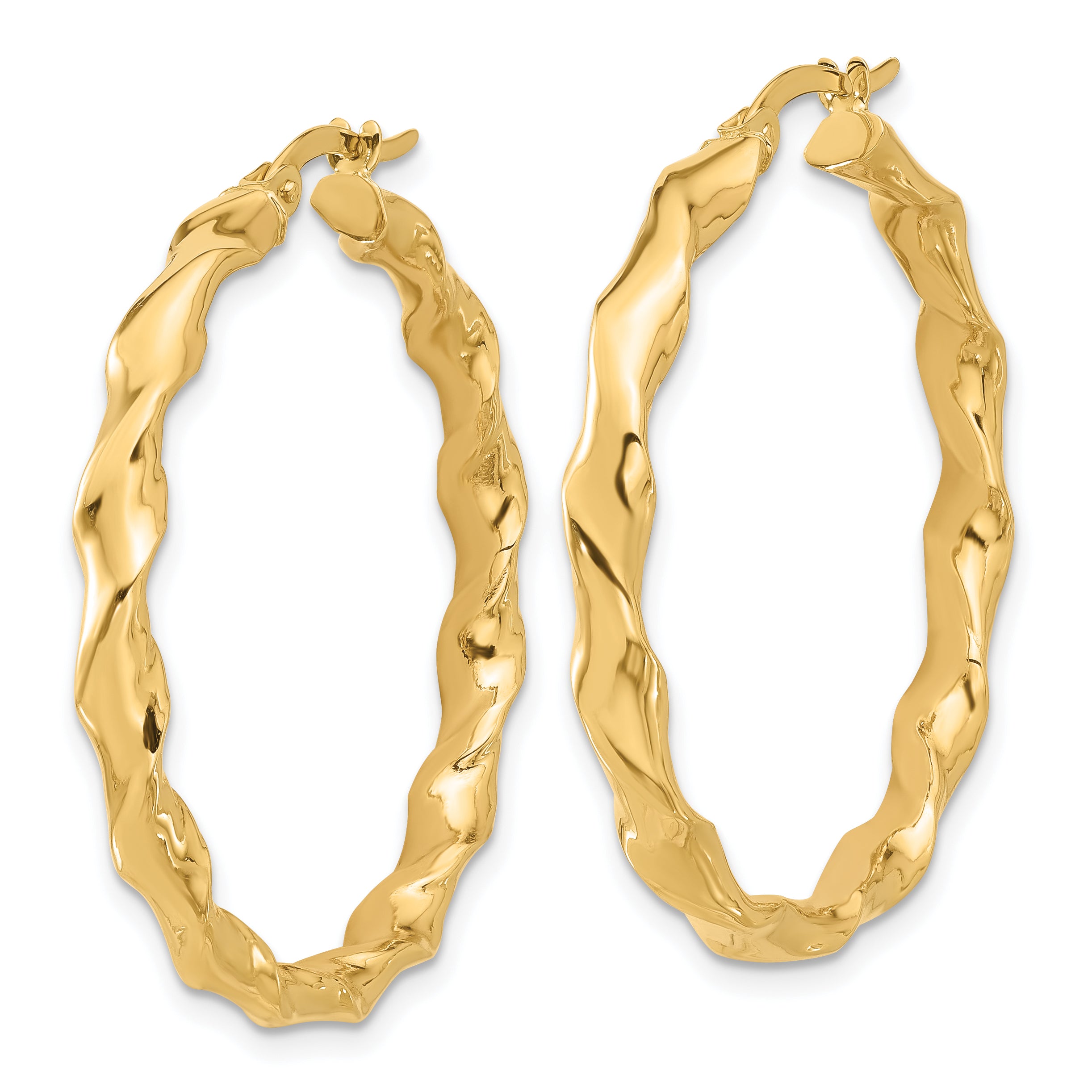 14K Polished Twisted Hoop Earrings Secondary image