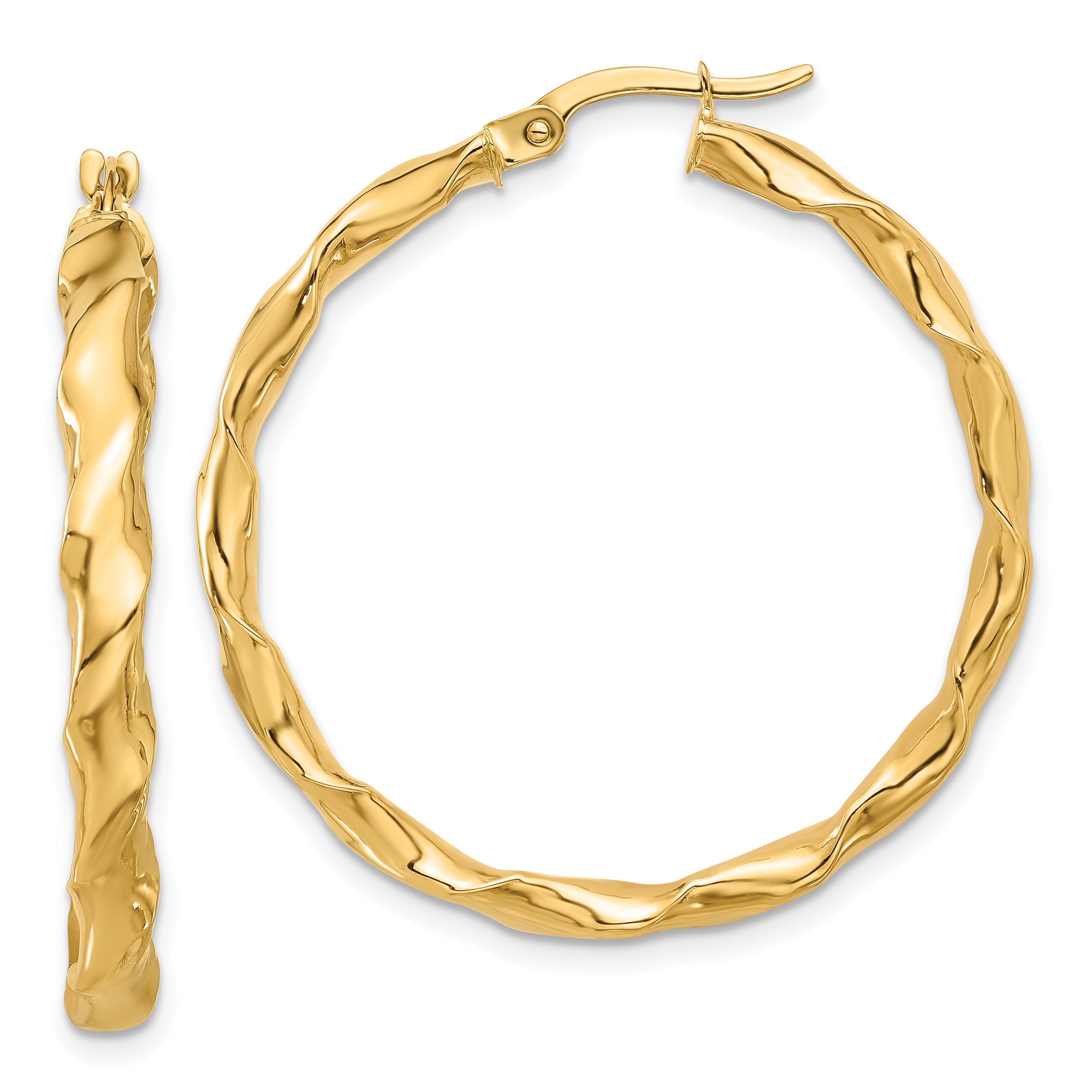 14K Polished Twisted Hoop Earrings Main image