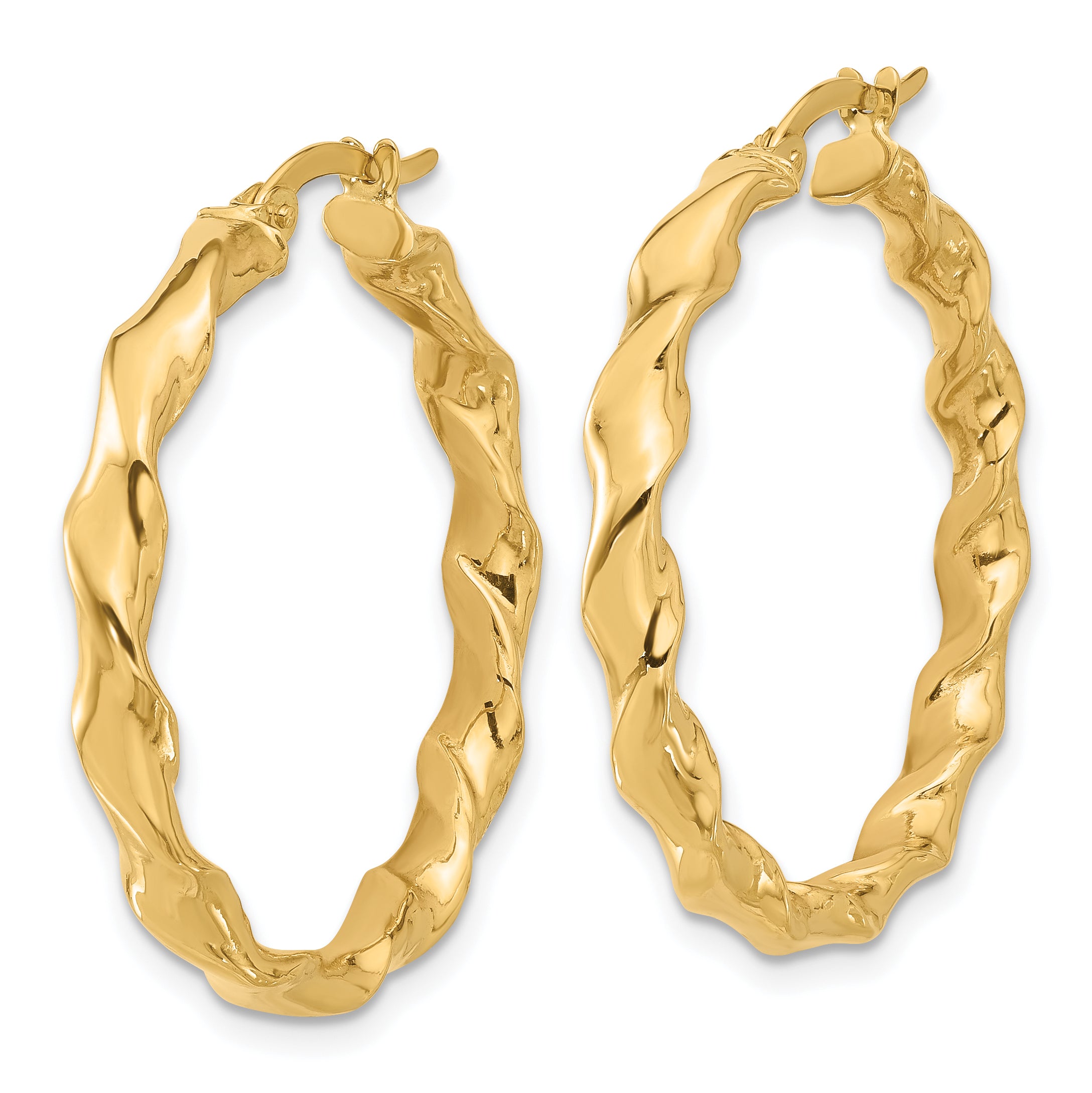 14K Polished Twisted Hoop Earrings Secondary image
