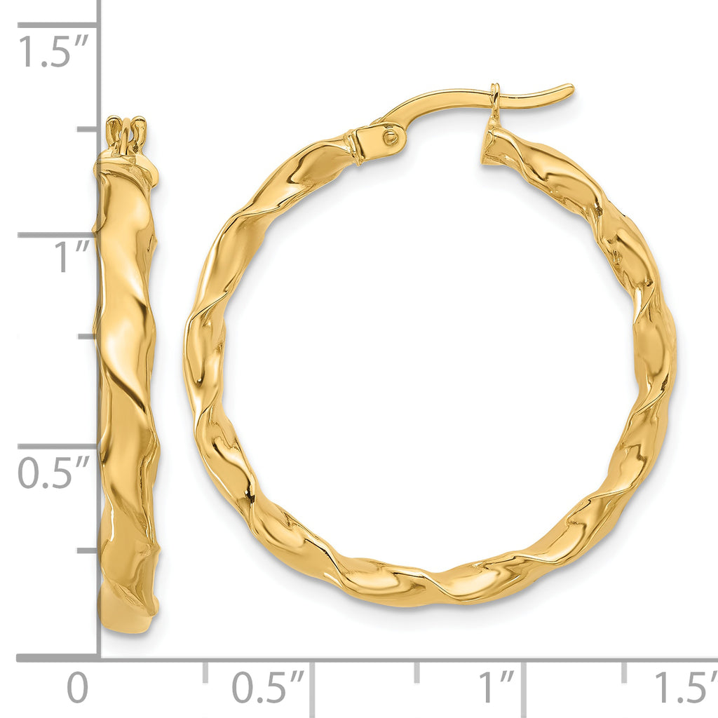 14K Polished Twisted Hoop Earrings