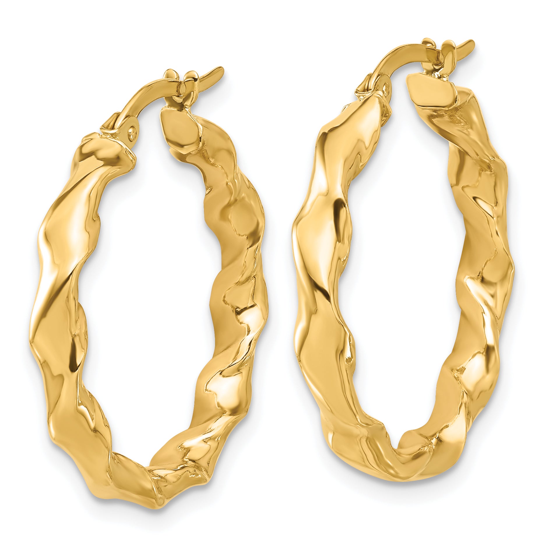 14K Polished Twisted Hoop Earrings Secondary image
