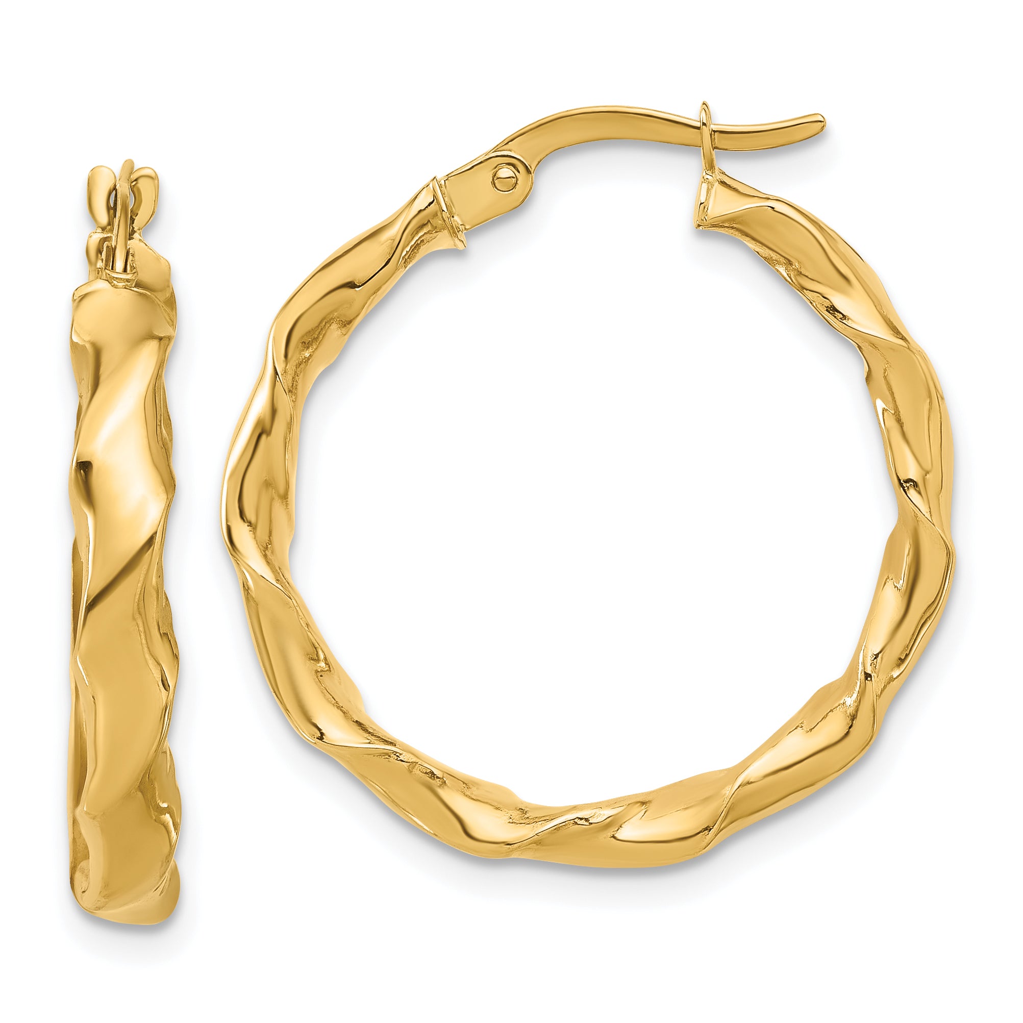 14K Polished Twisted Hoop Earrings Main image