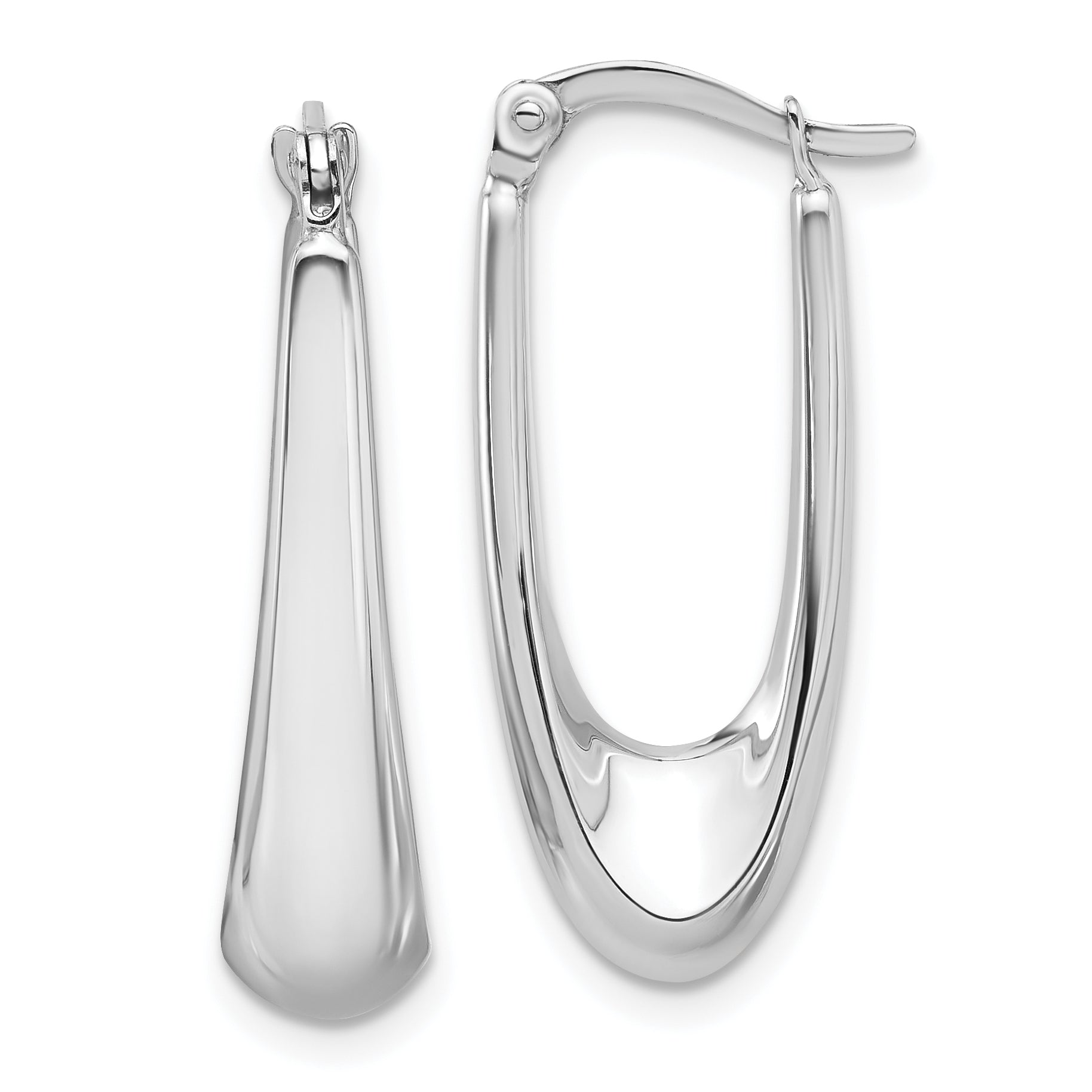 14K White Gold Polished Hoop Earrings