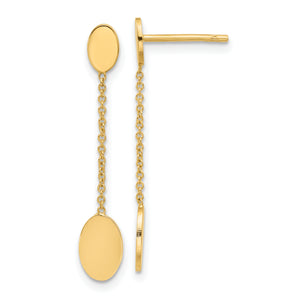 Oval Disc Dangle Earrings in 14K Yellow Gold - Sophia Jewelers