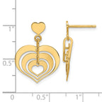 14K Polished Hearts Dangle Post Earrings