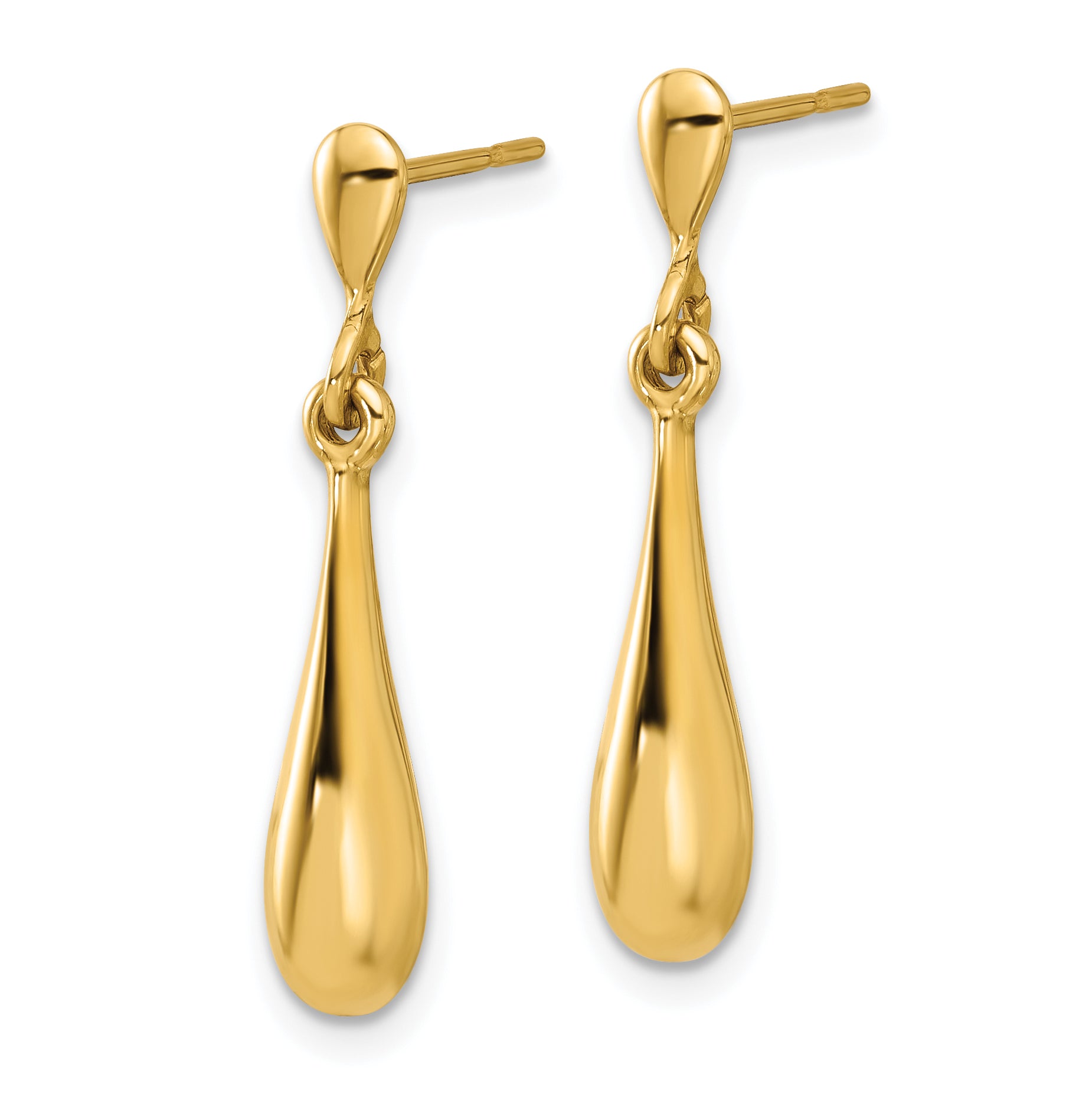 14K Polished Teardrop Post Dangle Earrings Secondary image