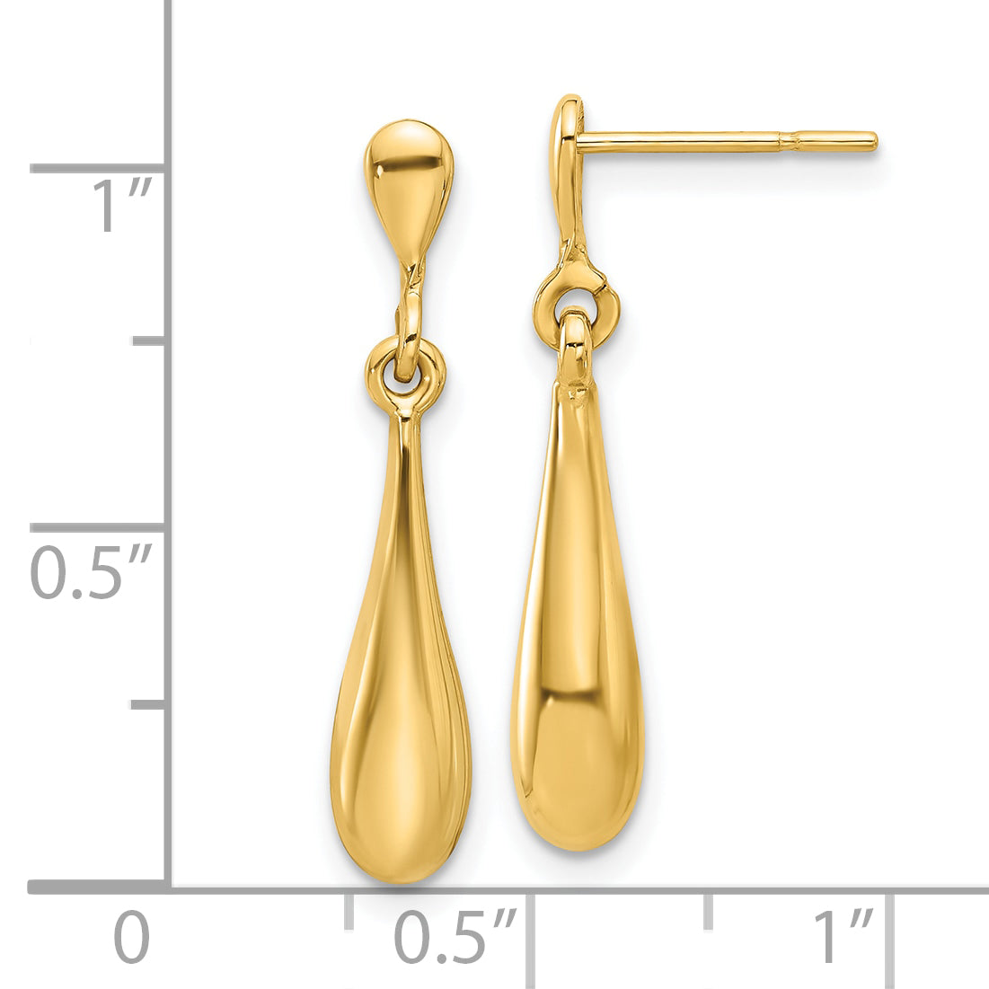 14K Polished Teardrop Post Dangle Earrings