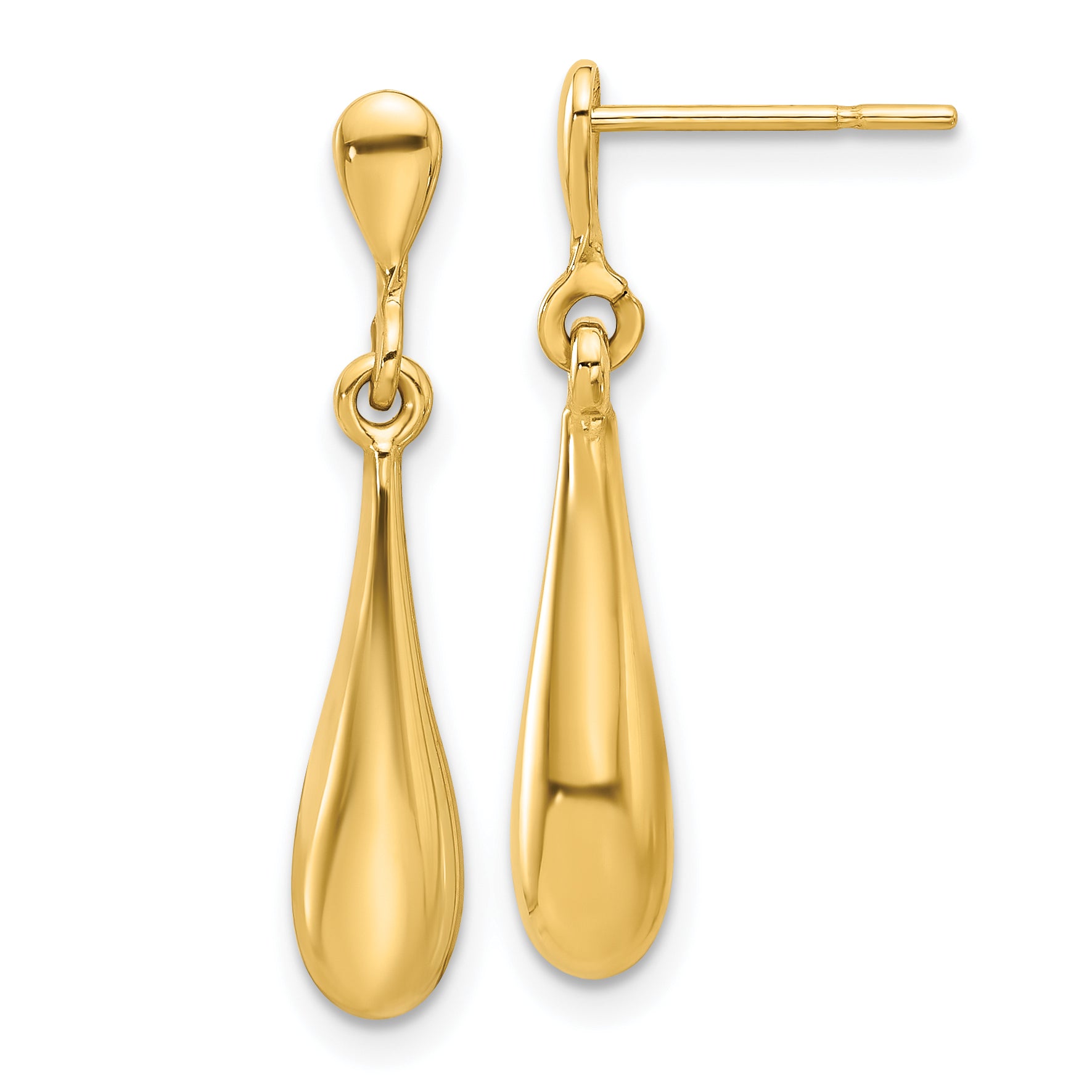 14K Polished Teardrop Post Dangle Earrings Main image
