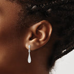 14K White Gold Polished Teardrop Post Dangle Earrings