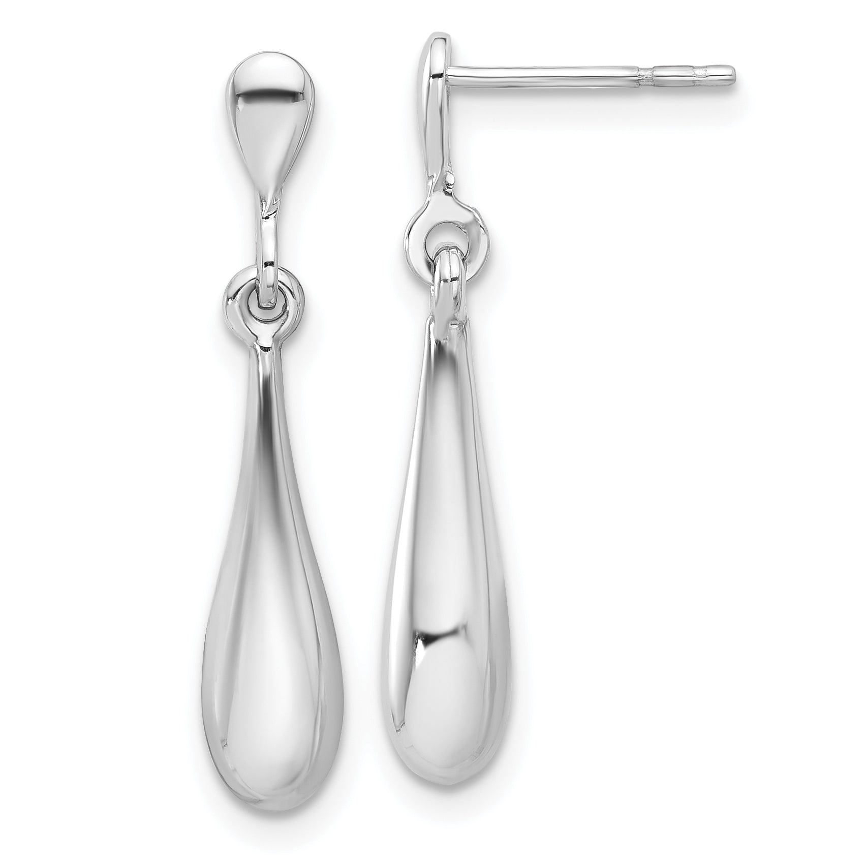 14K White Gold Polished Teardrop Post Dangle Earrings Main image