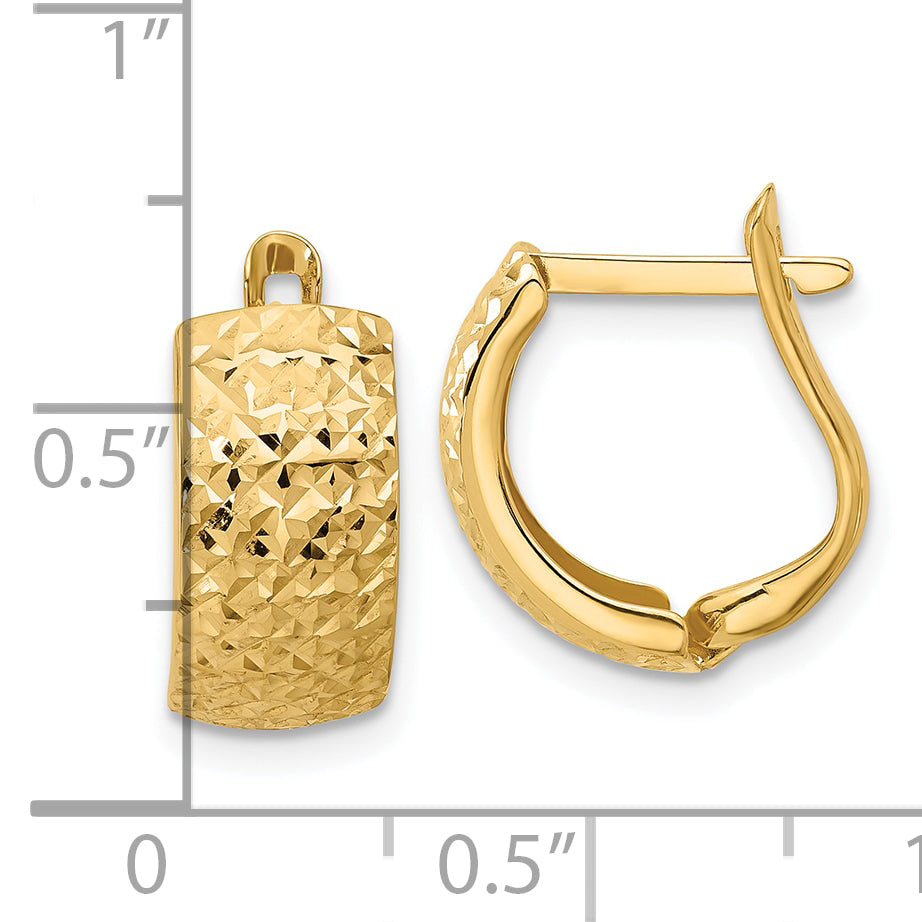 14K Polished and Diamond-cut Omega Back Earrings