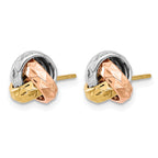 14K Tri-color Polished and Textured Love Knot Post Earrings