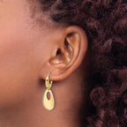 14K Two-tone Polished/Dia-cut Teardrop Dangle Leverback Earrings