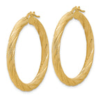 14K Polished and Textured Round Hoops