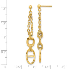 14K Polished and Textured Dangle Post Earrings