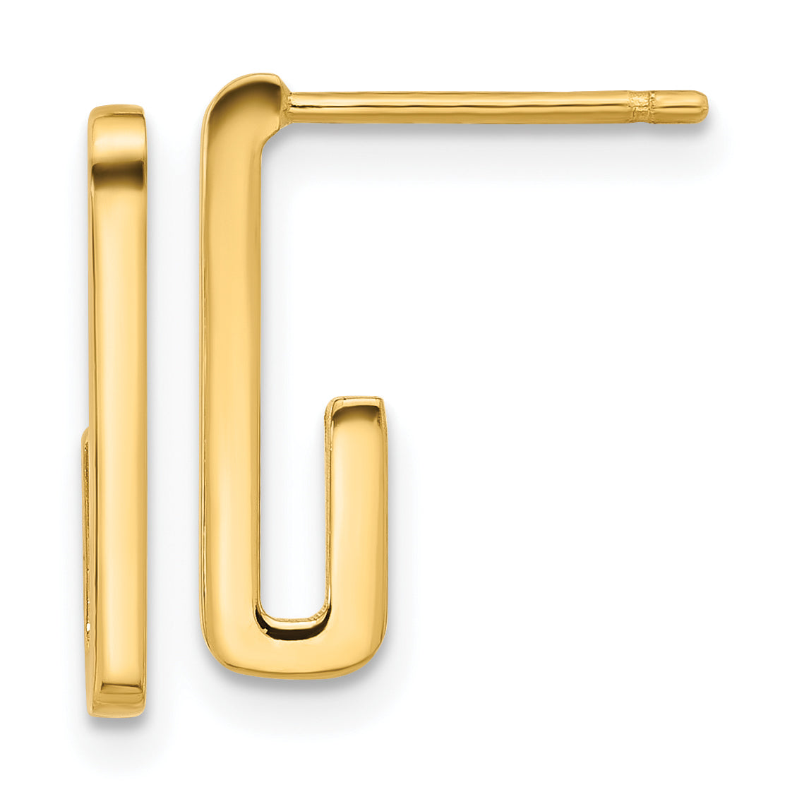 14K Polished J-Hoop Post Earrings Main image