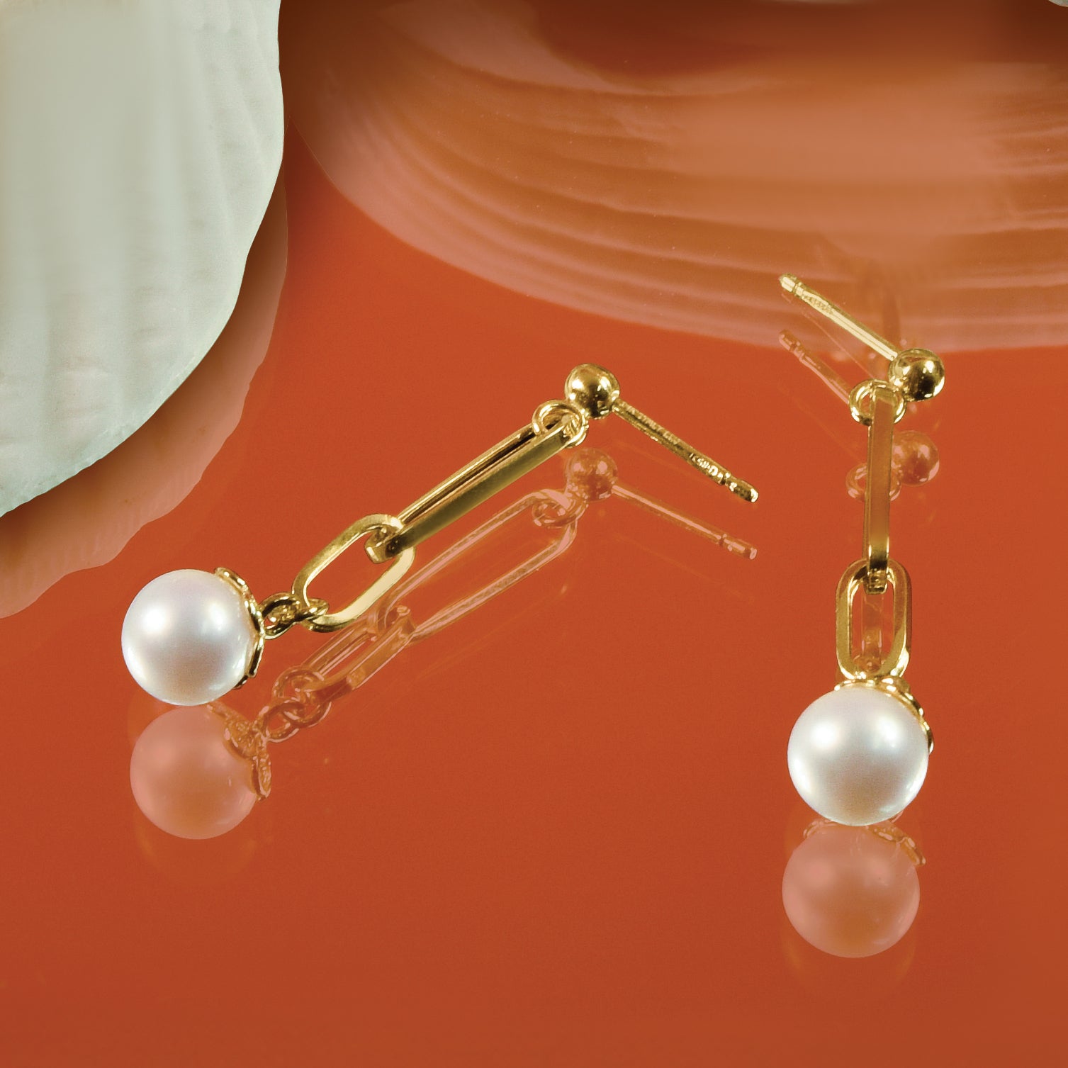 14K Polished Freshwater Cultured Pearl Post Dangle Earrings