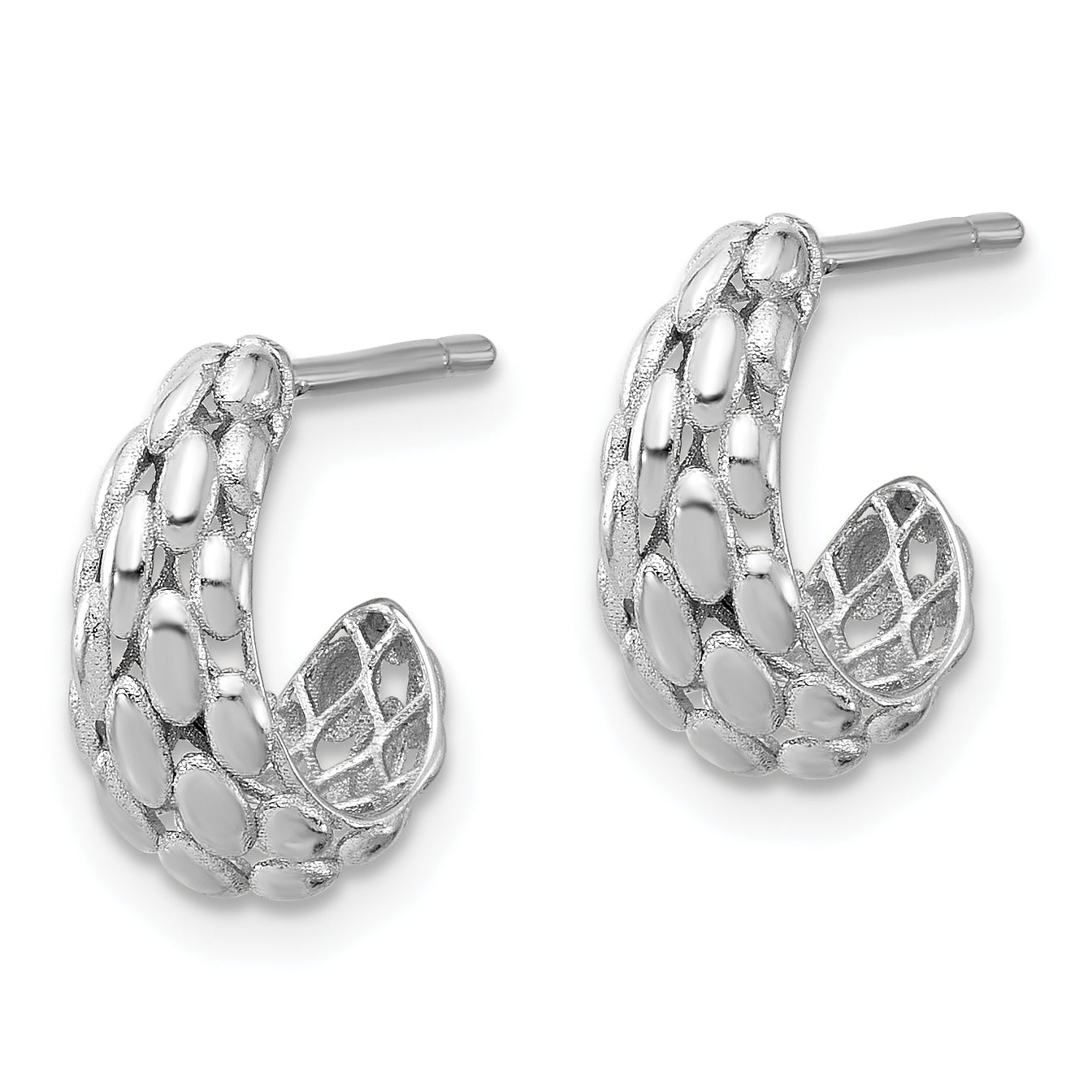 14K White Gold Satin J-Hoop Earrings Secondary image