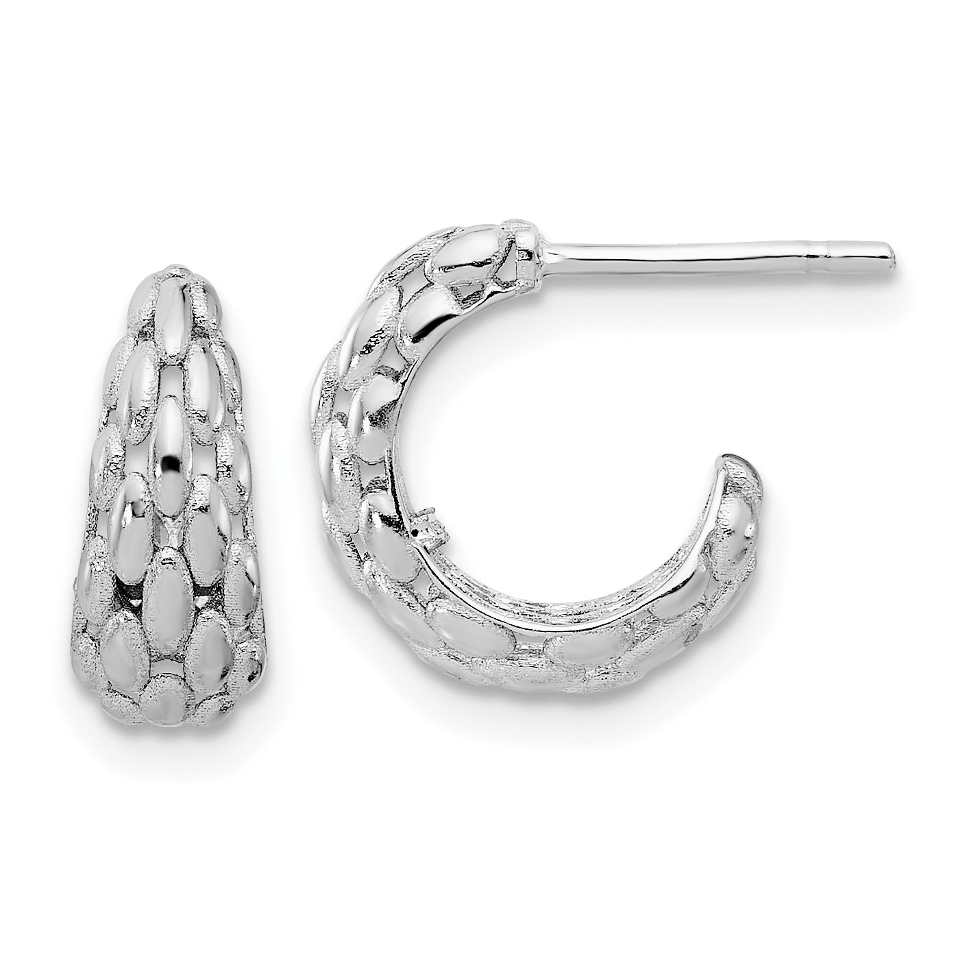 14K White Gold Satin J-Hoop Earrings Main image