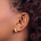 14K Polished and Diamond-cut Huggie Hoop Earrings