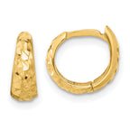 14K Polished and Diamond-cut Huggie Hoop Earrings