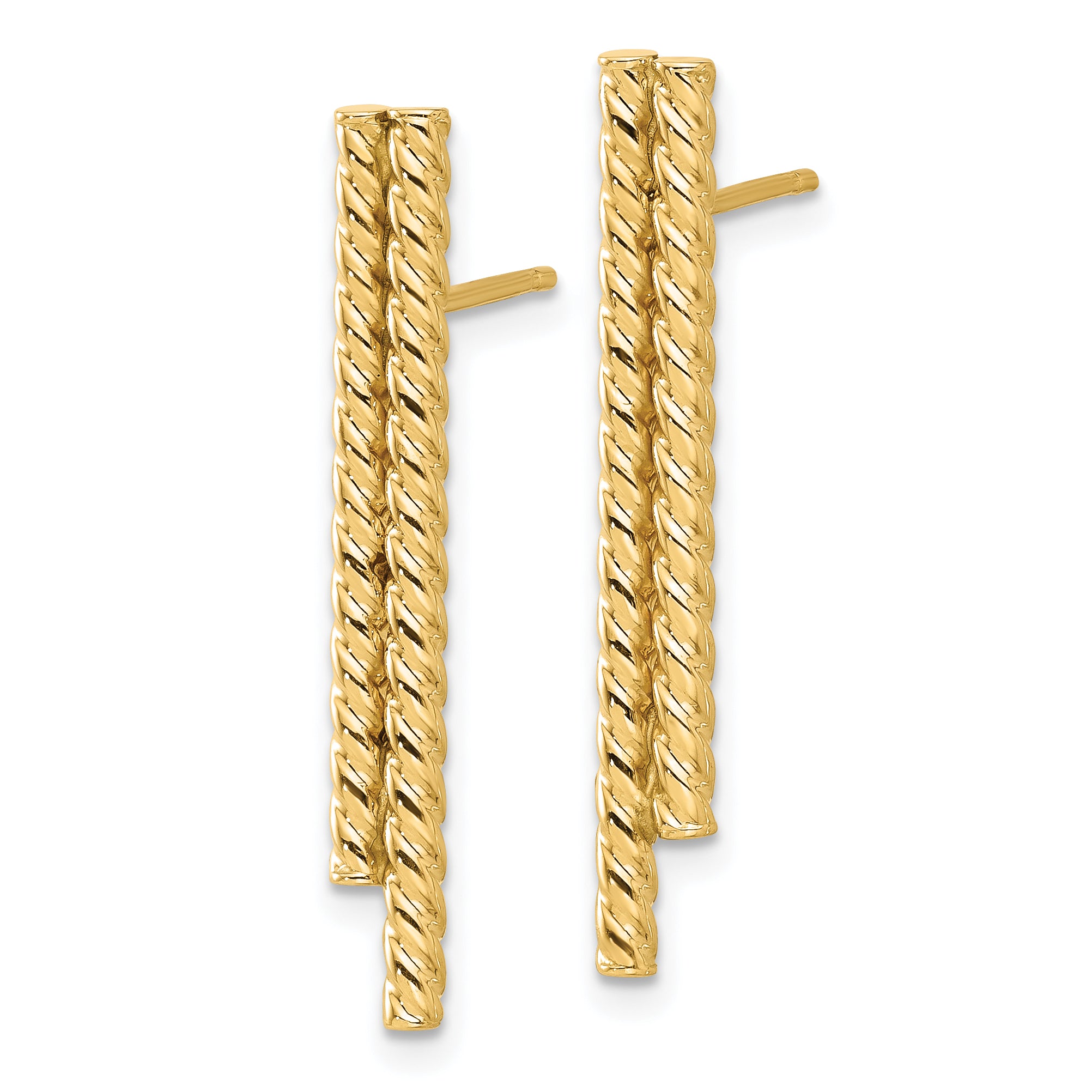 14K Polished Twisted Bar Post Earrings Secondary image