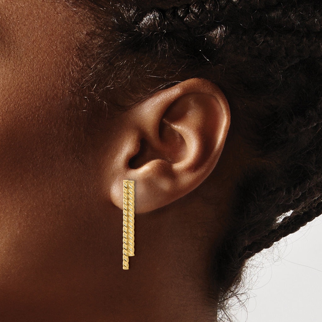 14K Polished Twisted Bar Post Earrings
