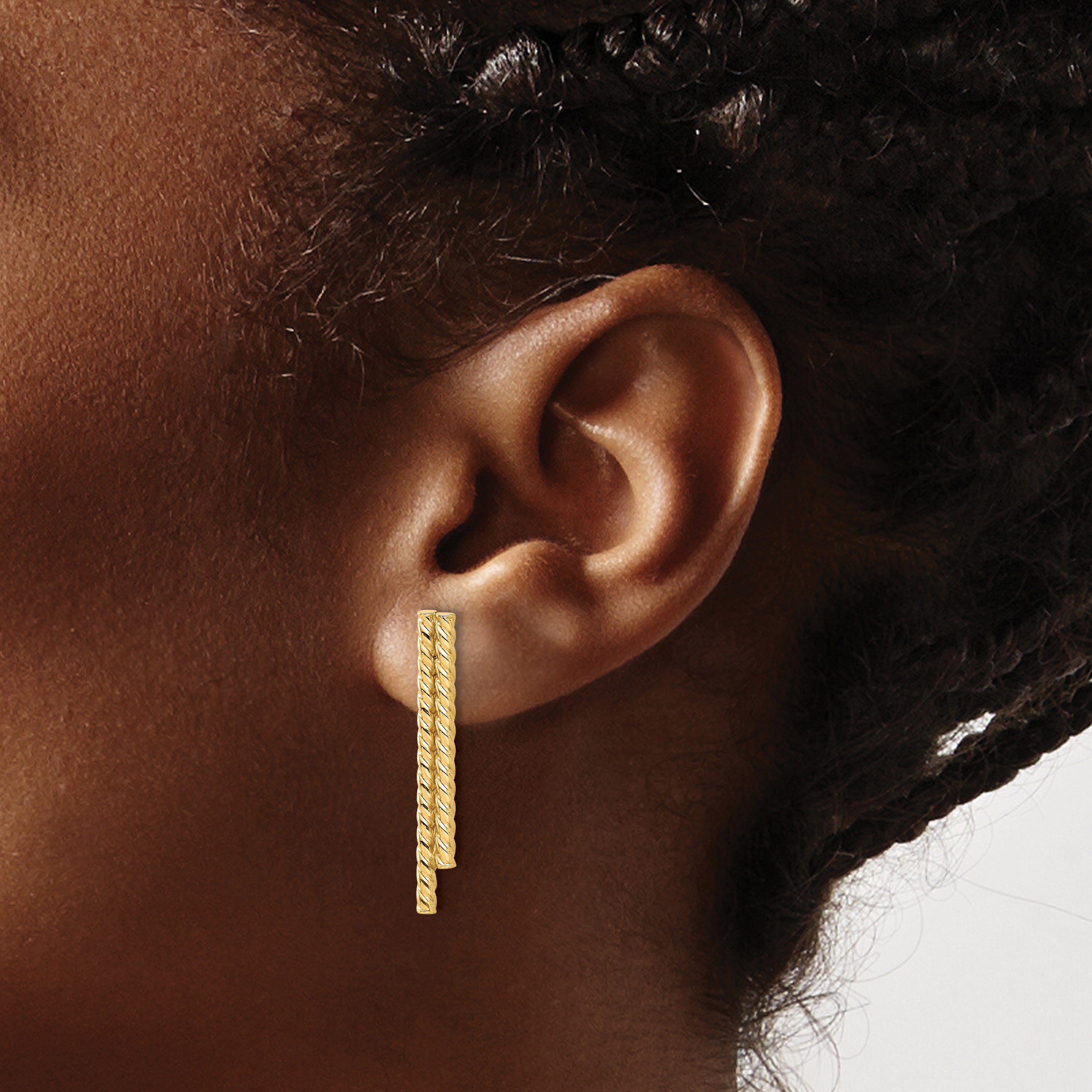 14K Polished Twisted Bar Post Earrings