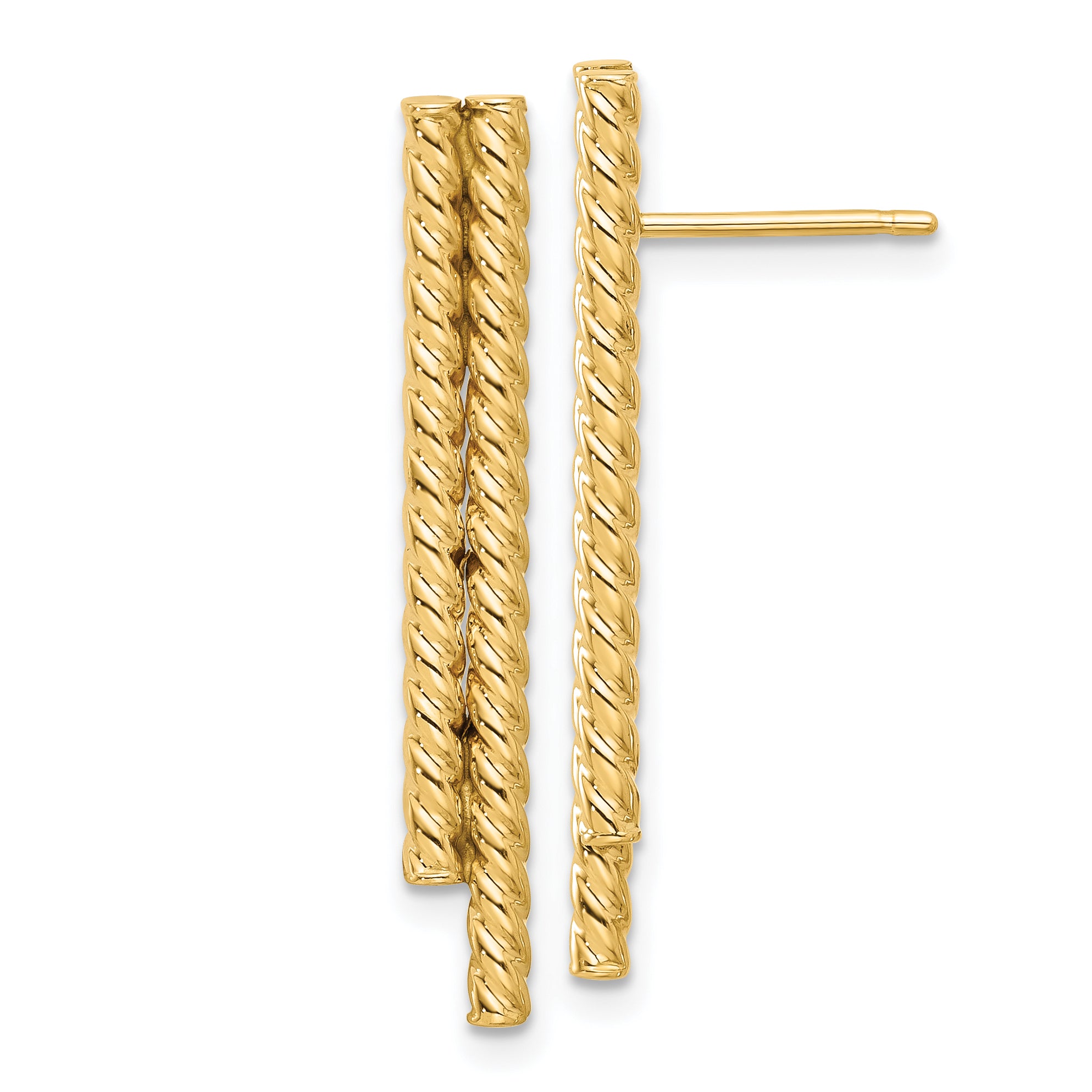 14K Polished Twisted Bar Post Earrings Main image