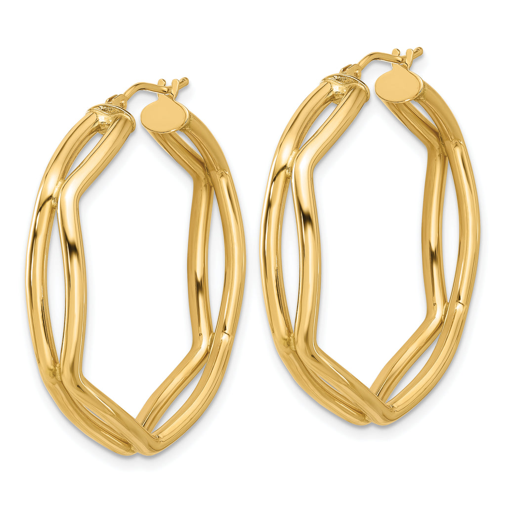 14K Polished Geometric Hoop Earrings