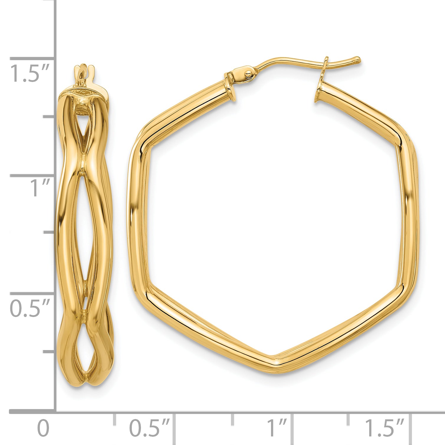 14K Polished Geometric Hoop Earrings