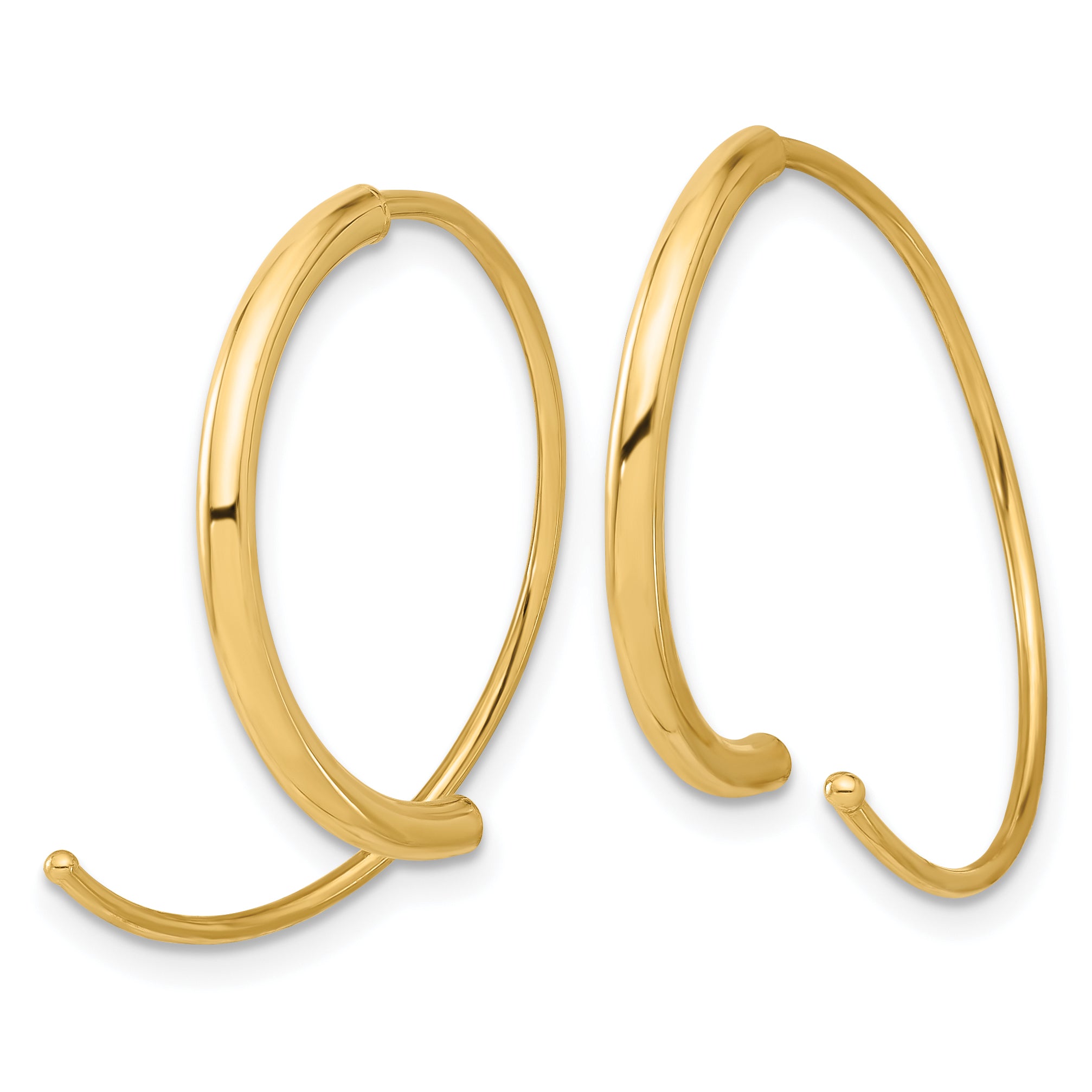 14K Polished Round Curved Threader Earrings Secondary image
