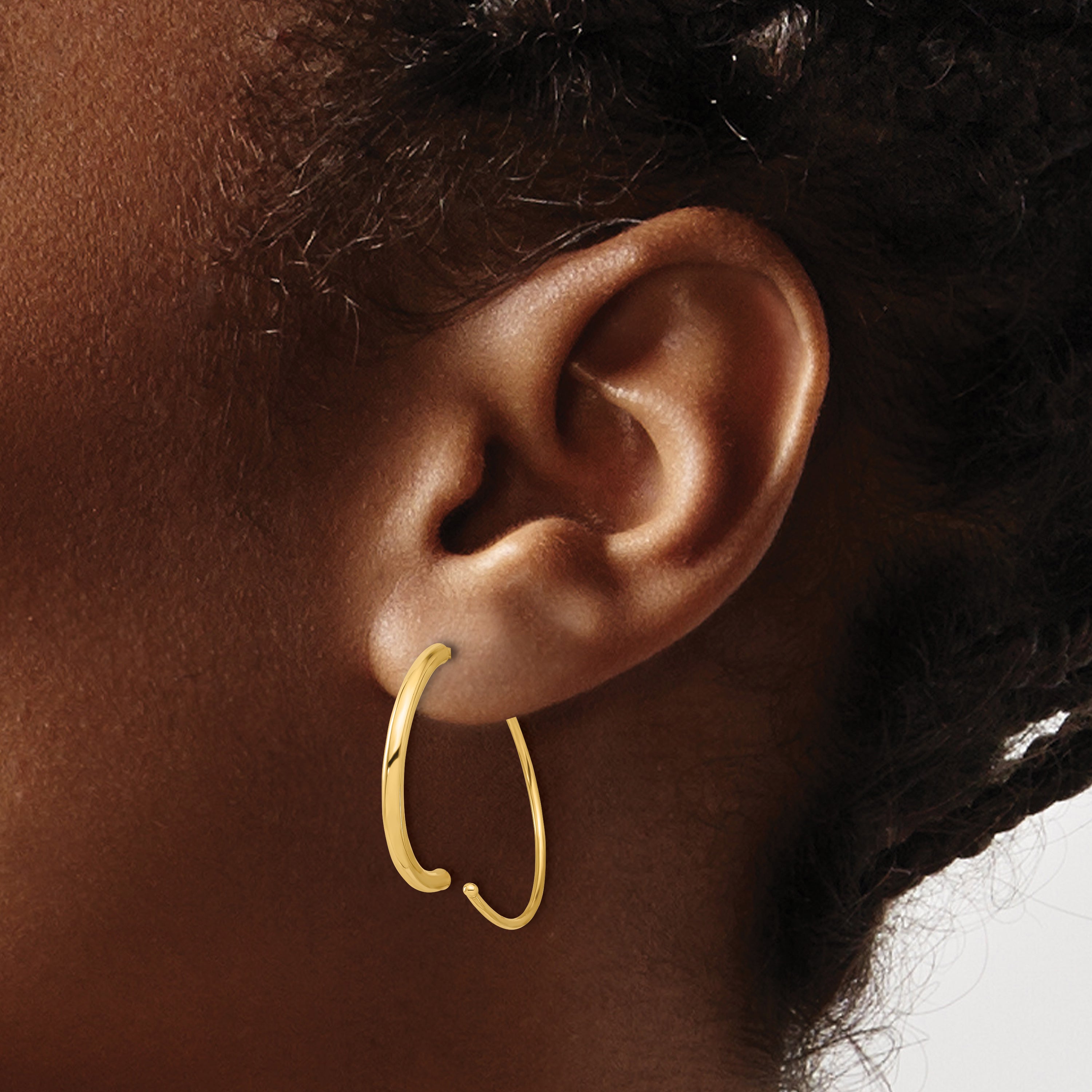 14K Polished Round Curved Threader Earrings