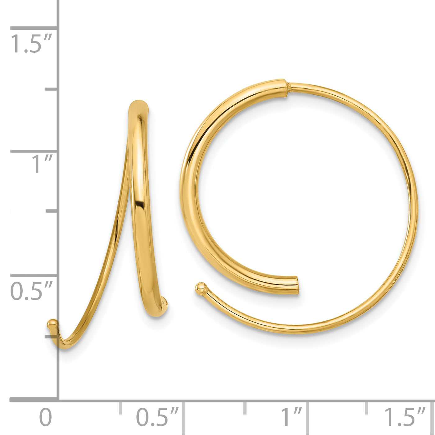 14K Polished Round Curved Threader Earrings