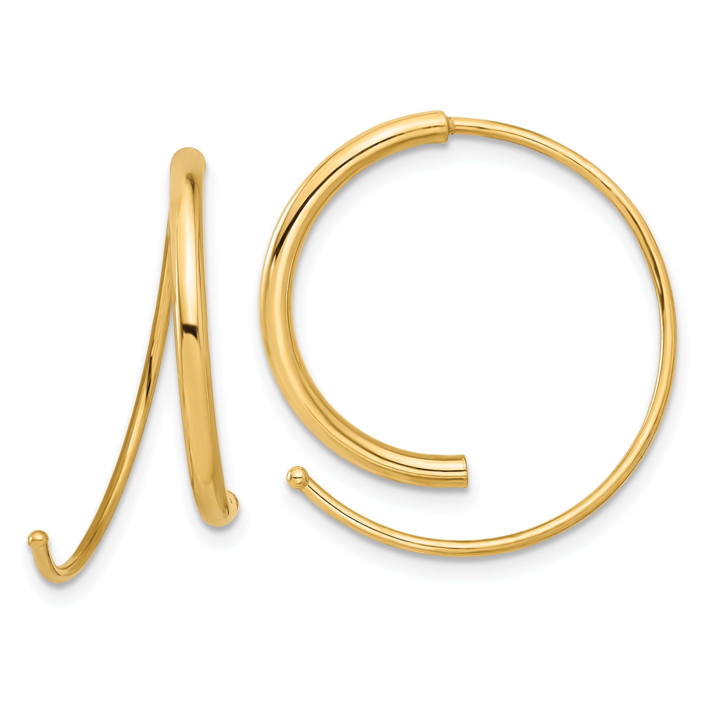 14K Polished Round Curved Threader Earrings Main image