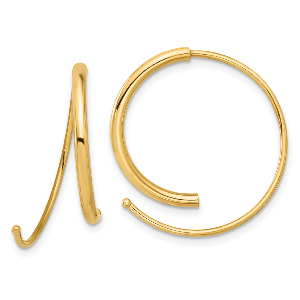 14K Polished Round Curved Threader Earrings