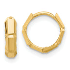 14K Polished and Diamond-cut Huggie Hoop Earrings