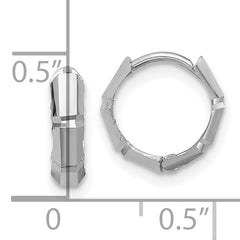 14K  White Gold Polished/Diamond-cut Huggie Hoop Earrings