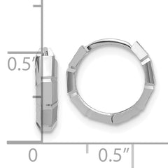 14K White Gold Polished/Diamond-cut Huggie Hoop Earrings