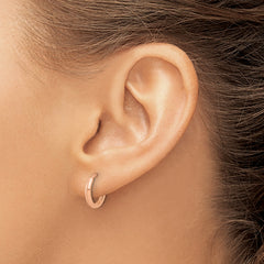 14K Rose Gold Polished and Textured Huggie Hoop Earrings
