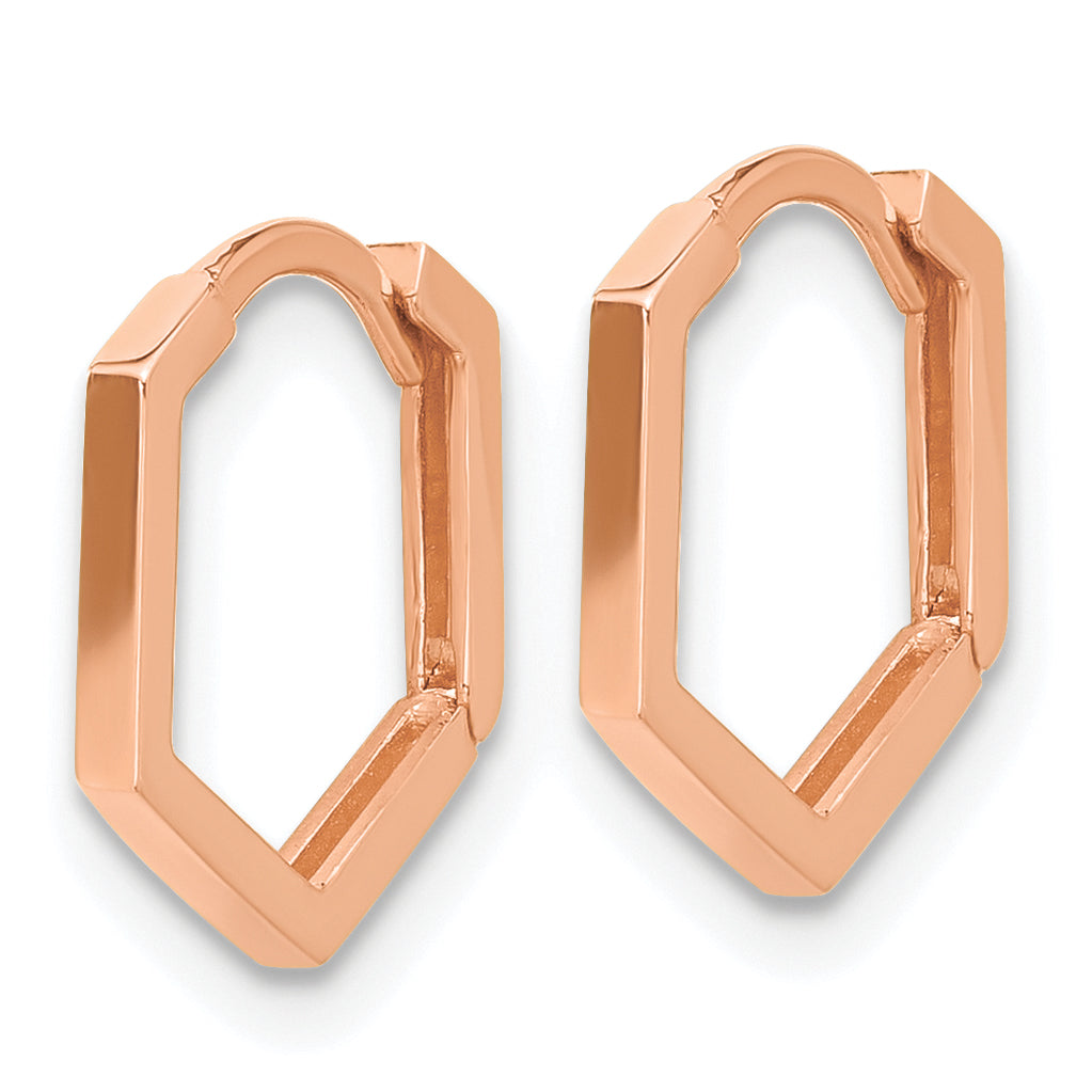 14K Rose Gold Polished Geometric Hoop Earrings