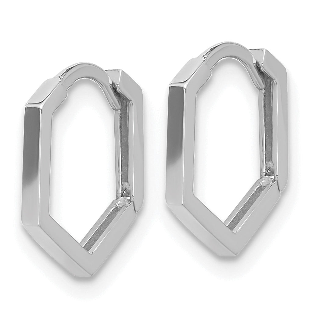 14K White Gold Polished Geometric Hoop Earrings