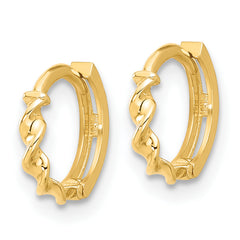 14K Polished Twisted Huggie Hoop Earrings
