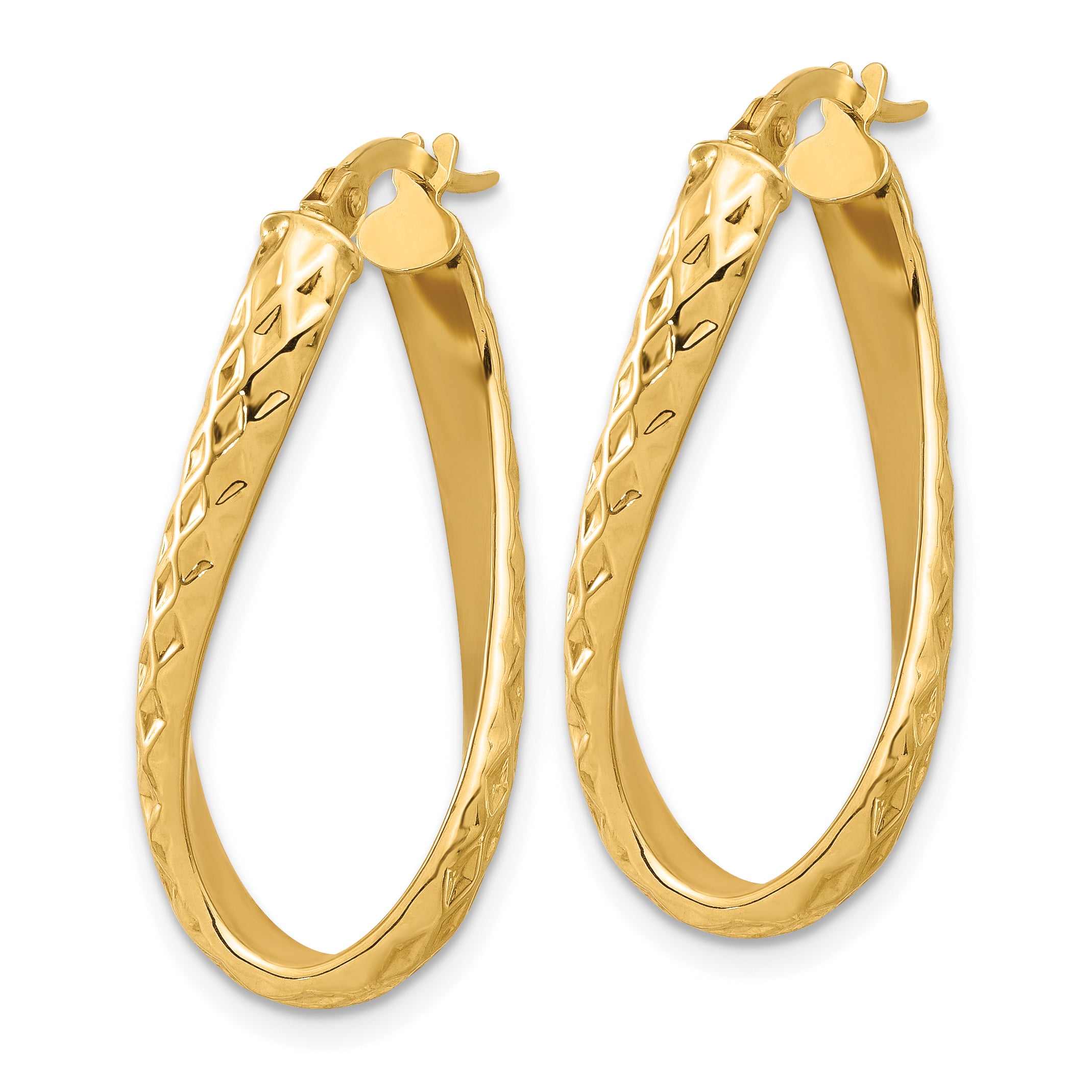 14K Polished and Diamond-cut Twist Hoop Earrings Secondary image