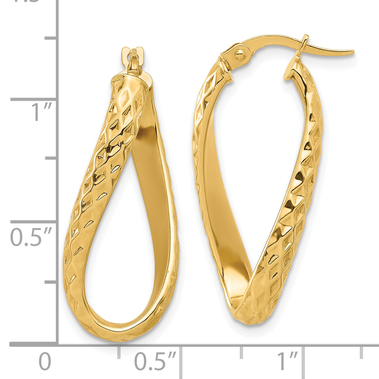 14K Polished and Diamond-cut Twist Hoop Earrings