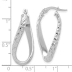 14K w/ White Rhodium Plating Polished & D/C Twist Hoop Earrings