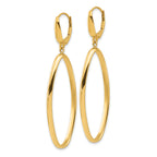 14K Polished Oval Dangle Leverback Earrings